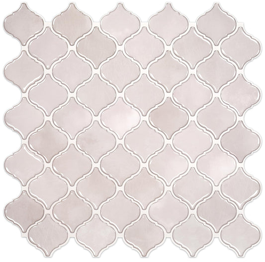 STICKGOO Arabesque Peel and Stick Backsplash, 12”X12” Backsplash Tile for Kitchen Peel and Stick, Self Adhesive Wall Tile Stick on Tiles (Pink Grey)