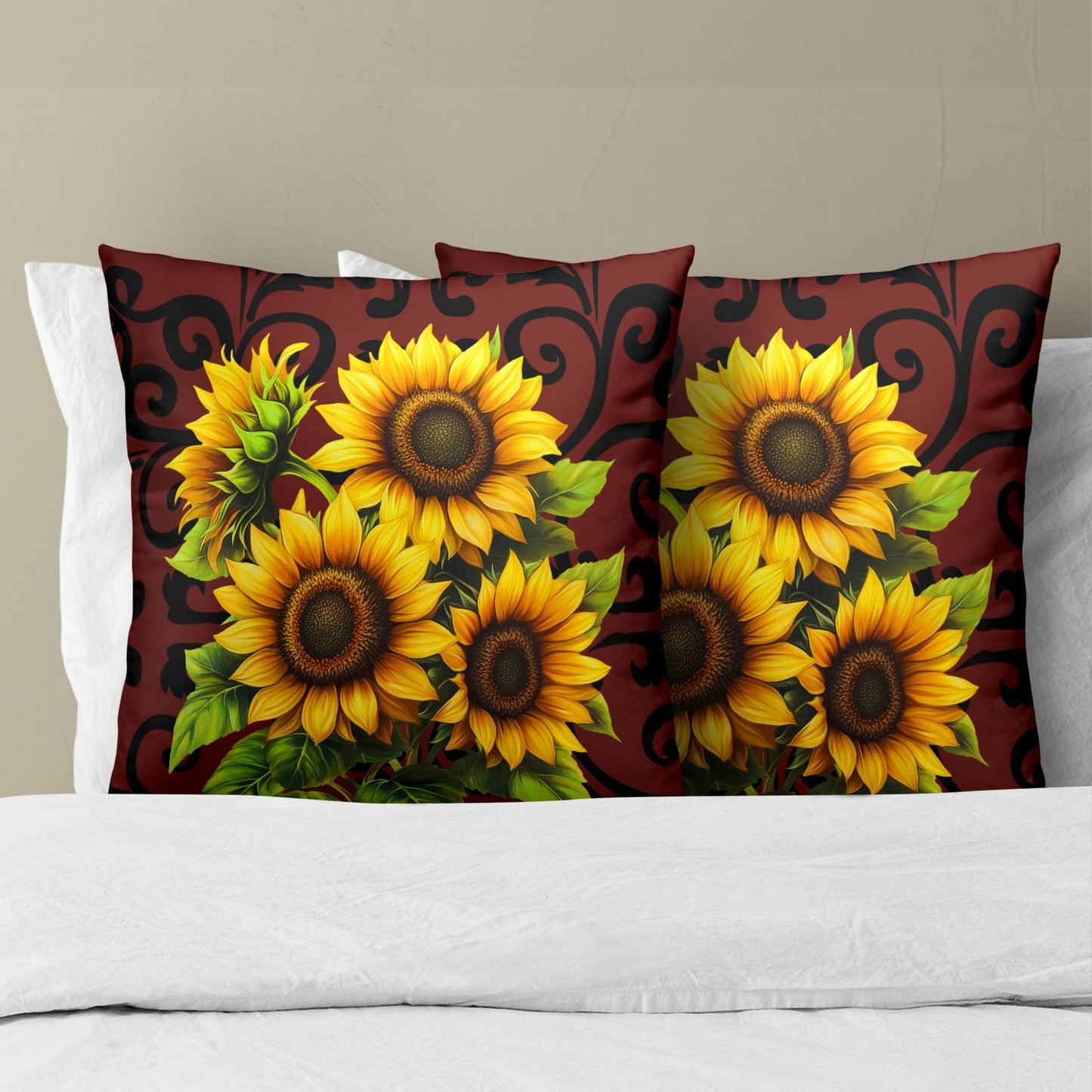 Giwawa Sunflower Floral Throw Pillow Covers 18x18 Inch Abstract Boho Decorative Pillow Case Set of 2 Couch Cushion Cover for Home Sofa Bedroom