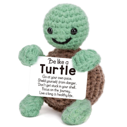 Funny Turtle Valentines Crochet Gifts for Her Him, I Love You for Wife Husband, Small Gifts for Girlfriend Boyfriend, Cute Anniversary Birthday, Emotional Positive Crochet Turtle