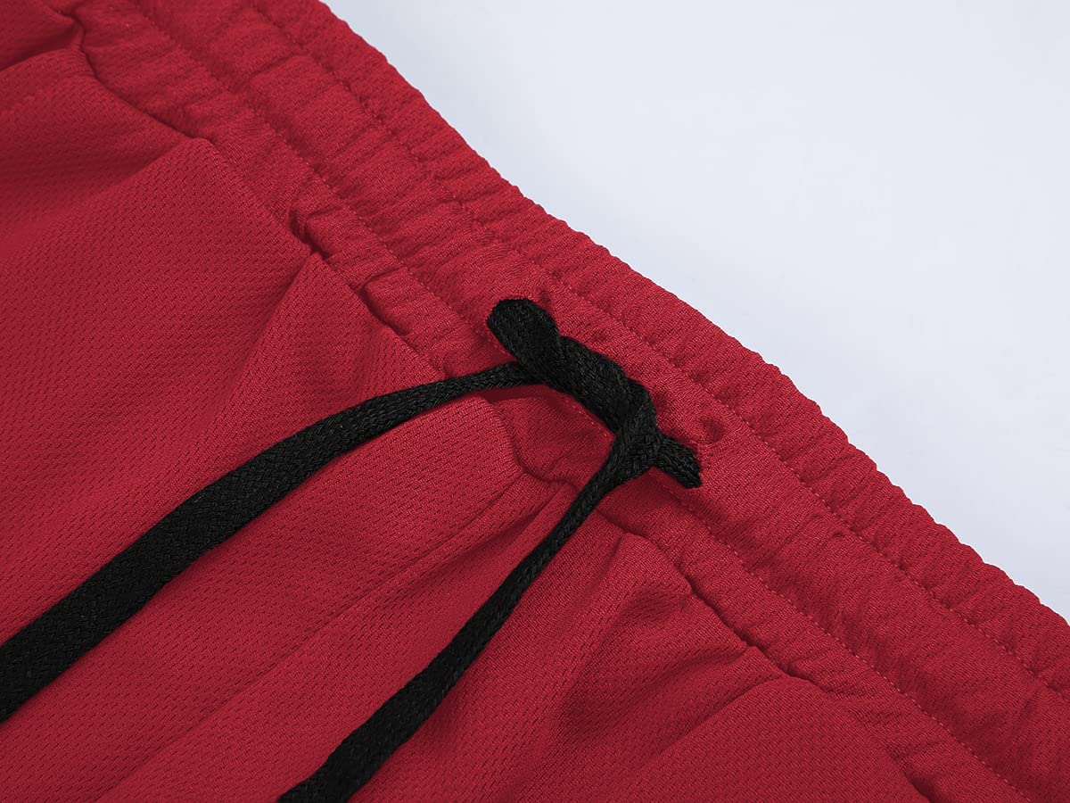 FLYFIREFLY Men's Gym Workout Shorts Running Lightweight Athletic Short Pants Bodybuilding Training Red