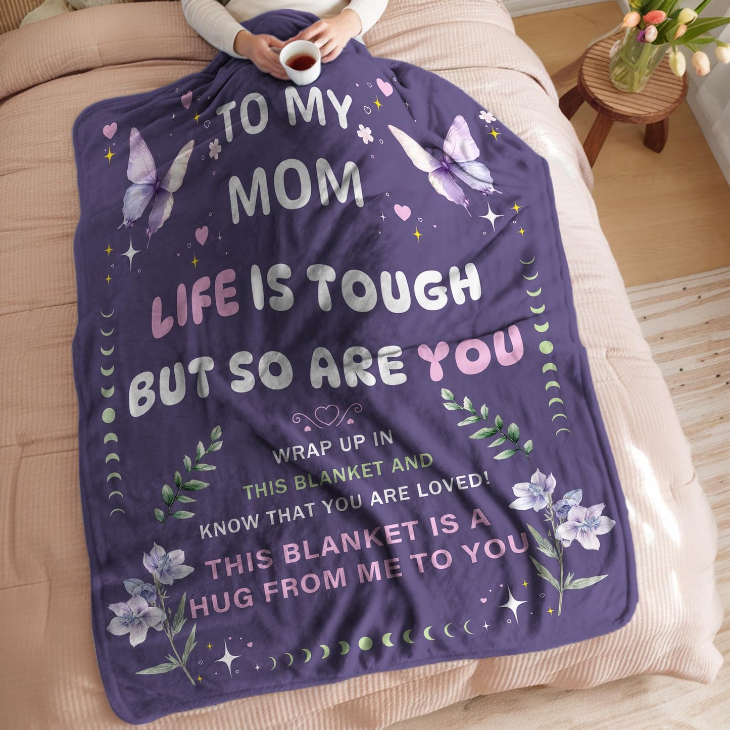 PUREFLY Gifts for Mom Blanket,Mothers Day Birthday Gifts for Mother from Daughter Son,Best Mom Ever Gifts,Super Soft Flannel Throw Blanket to My Mom,60”x50”