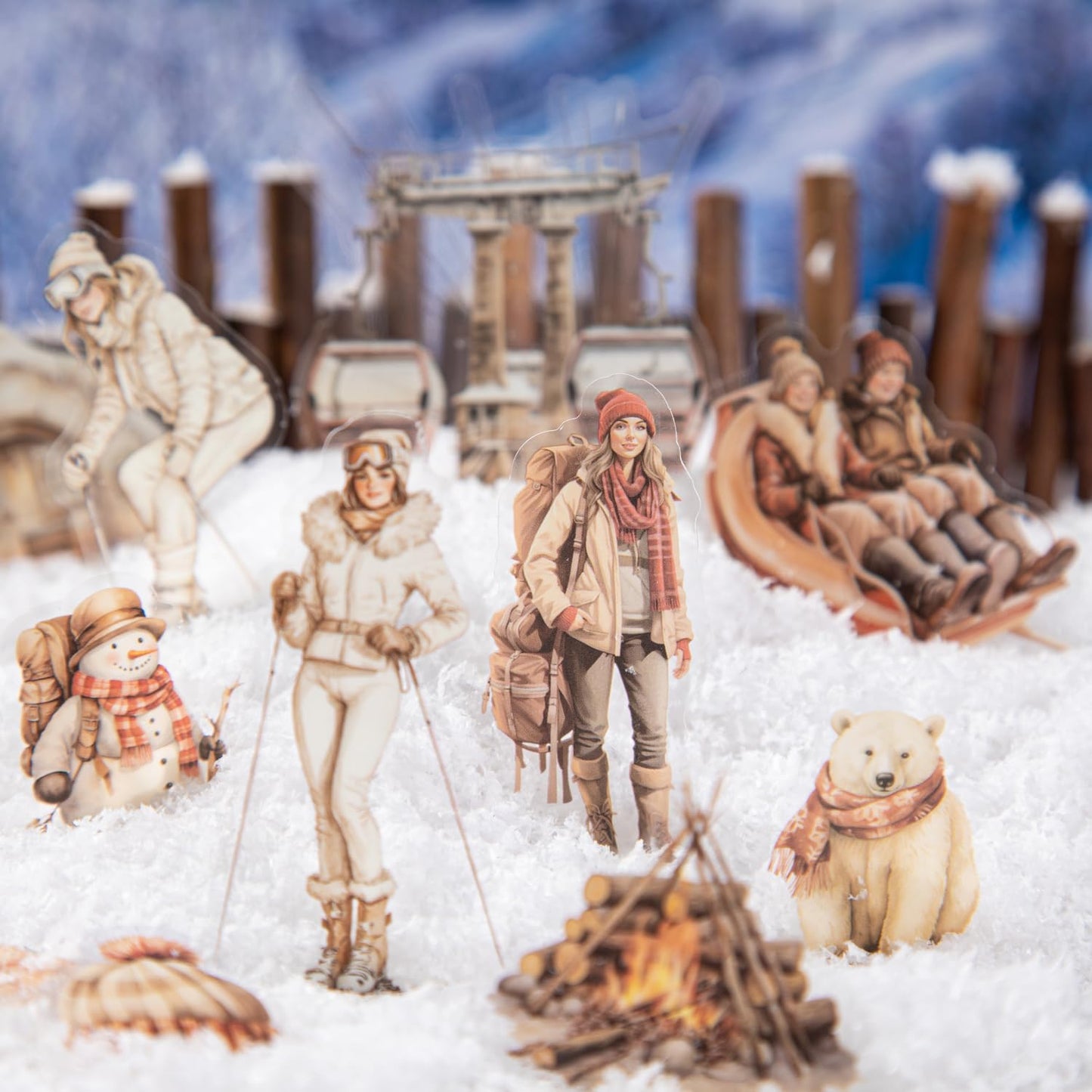 AuriicLeaf Snow Scene PET Stickers Set, 150PCS Winter Stickers for Scrapbooking, Journaling, DIY Crafts, and Art Supplies