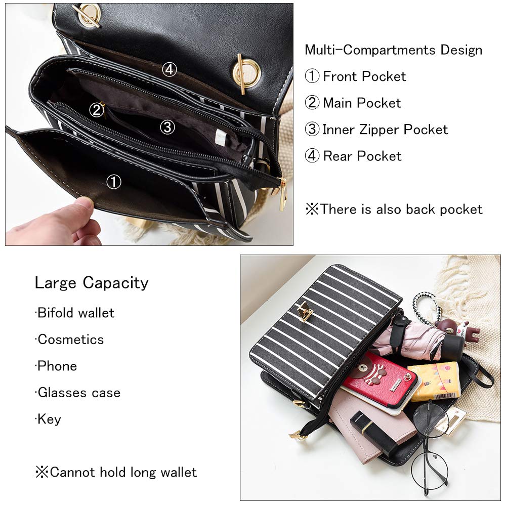 zhongningyifeng Crossbody Bag Shoulder Bag for Women Leather Small Purses Handbags Fashion With Chain Strap (plaid black)