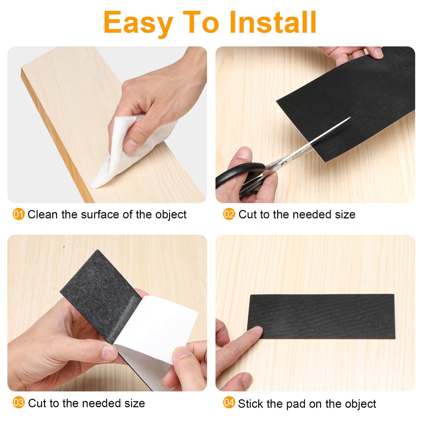 CHUNZEXI Self Adhesive Non Slip Furniture Pads 4”x40” Rubber Floor Protectors, Cuttable Anti Skid Grippers for Hardwood Floors, Scratch and Slide Protection