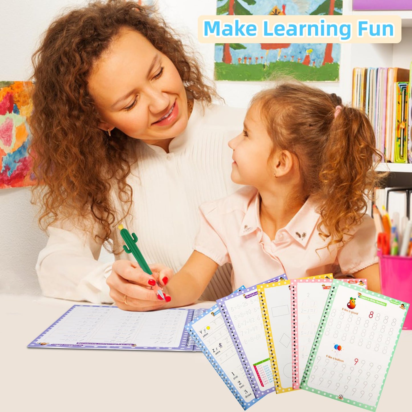 Large Handwriting Practice Books for Kids, Grooved Writing Book Magic Copybooks, Reusable Children's Writing Practice Workbook, Kindergarten Pre-School Essentials(Set of 5 Books)