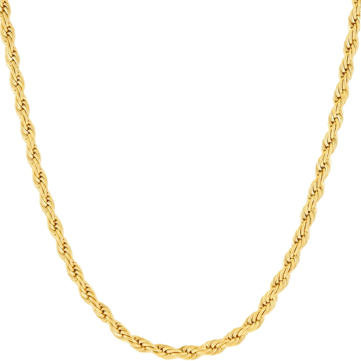 LIFETIME JEWELRY 3mm Gold Rope Chain for Men & Women 24k Real Gold Plated Diamond Cut Gold Chain Necklace Women & Necklace for Men 14 to 36 Inch (24 inches, Gold)