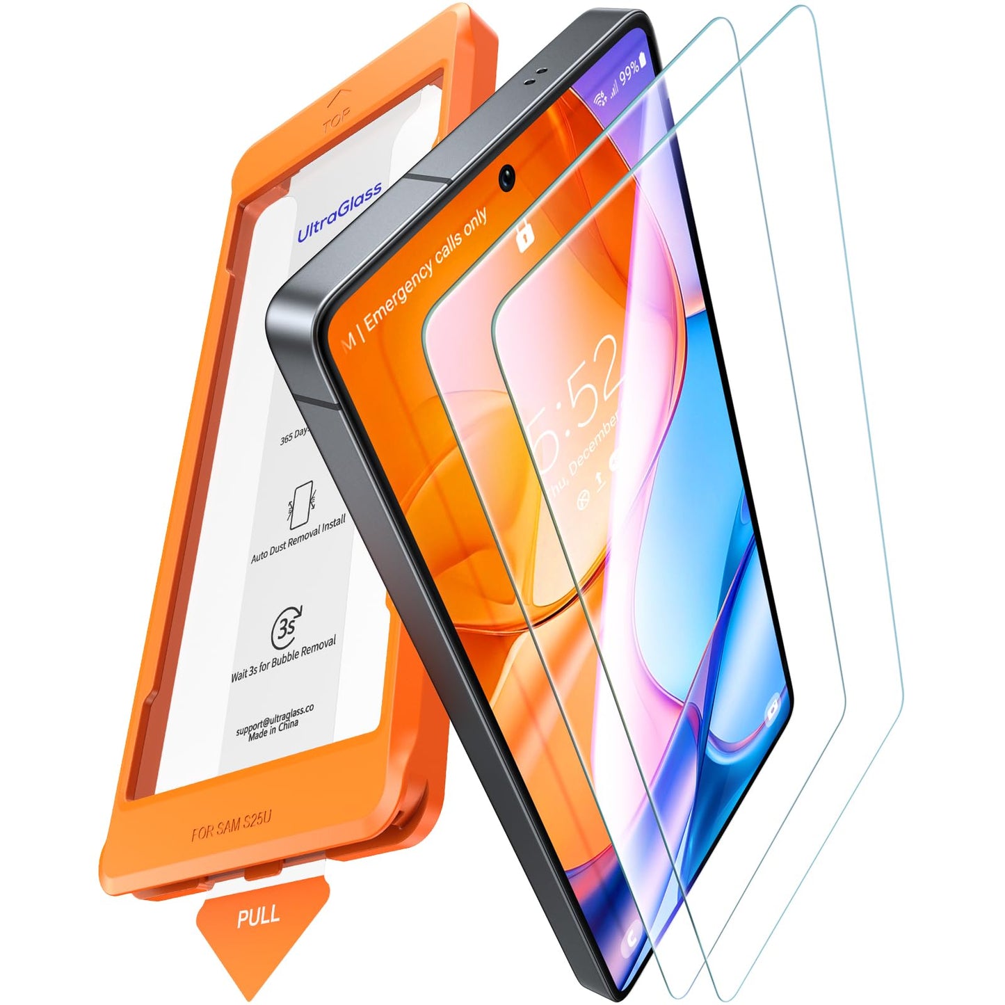 UltraGlass Unbreak 9H+ Glass for Samsung Galaxy S25 Ultra Screen Protector [Military Grade Shatterproof & Longest Durable] Galaxy Screen Protector S25 Ultra Tempered Glass Full Coverage, 2 Pack