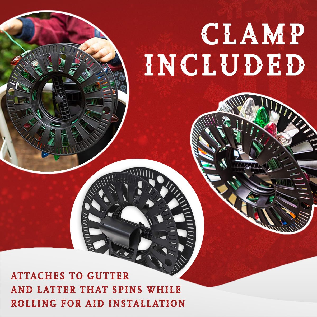 Premium Christmas Light Storage Bag – Heavy-Duty 600D Tear-Proof Material with Reinforced Handles – Includes 3 Reels, Stores up to 375 Ft of Mini Lights & Extension Cords – Grey with PVC Lining