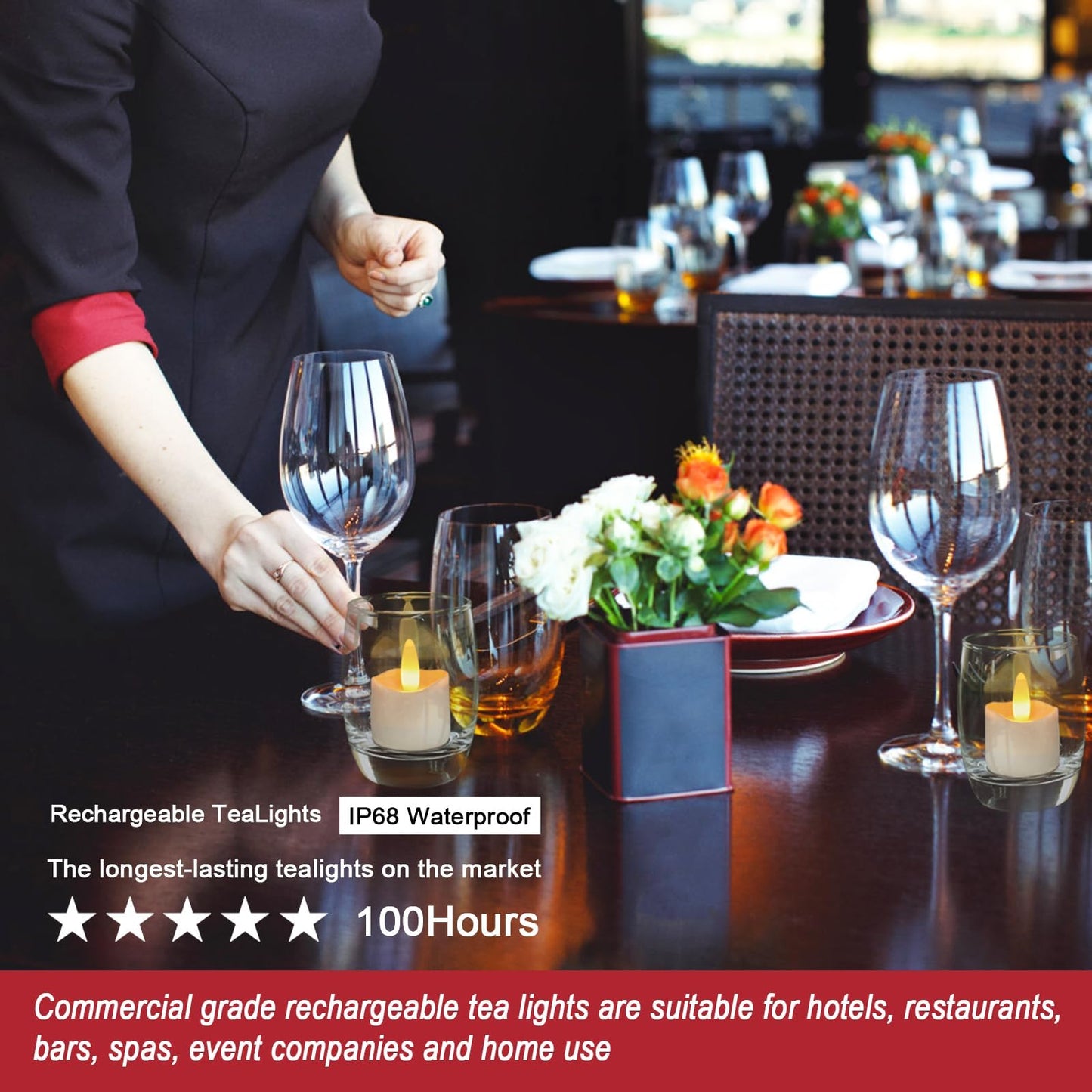 HL Flameless Candles with Remote Timer, 100+Hours Rechargeable Waterproof Battery Operated Tea Lights with Charging Base, Yellow LED Votive Floating Candles for Festival Wedding Home Party Decor-12pc