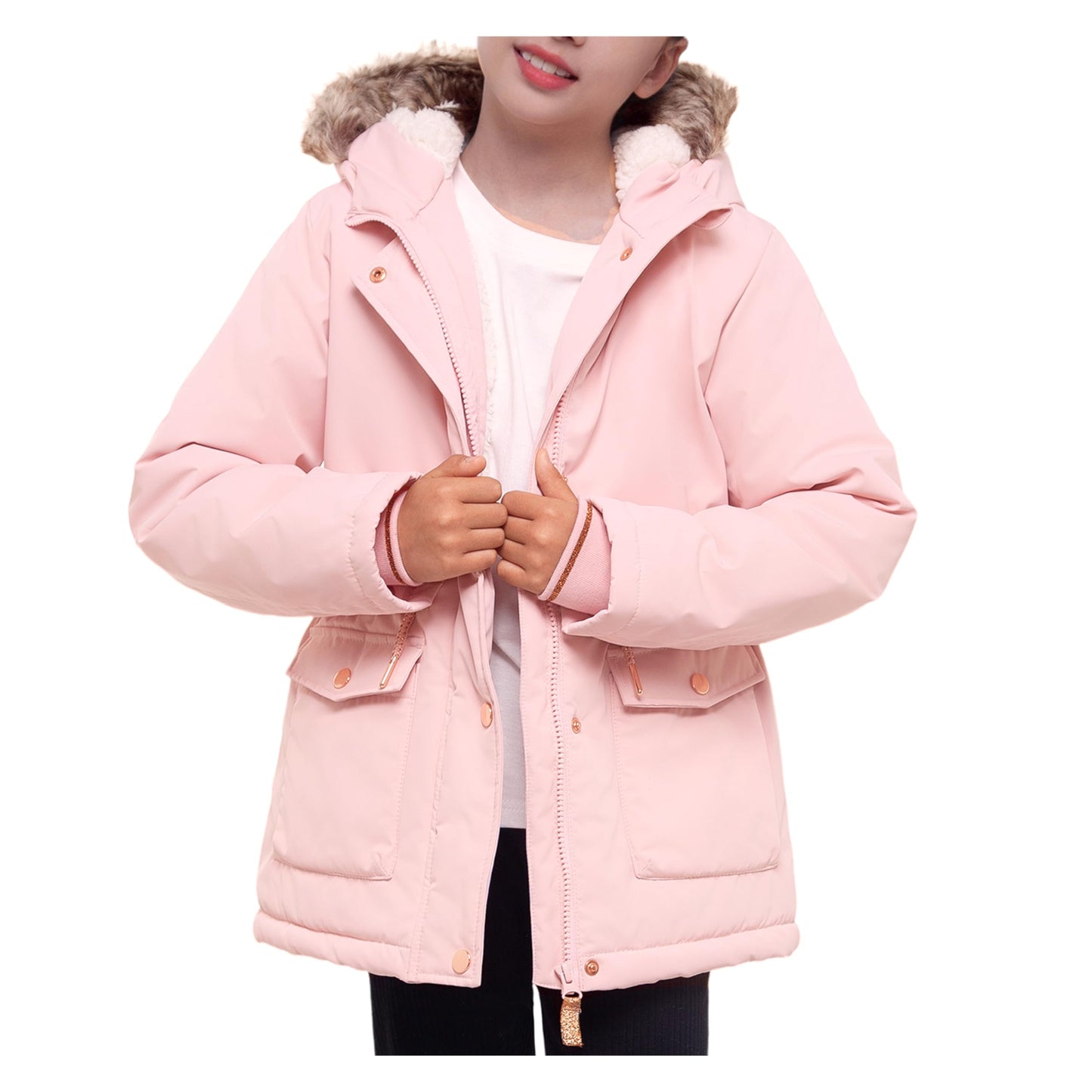 Rokka&Rolla Girls' Water-Resistant Sherpa Fleece Lined Puffer Jacket Winter Parka Coat