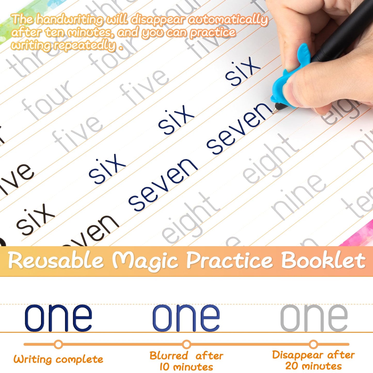 Magic Practice Copybook, Reusable Writing Practice Book, for Preschool Kids Age 3-8 Calligraphy (4 Books with Pens)