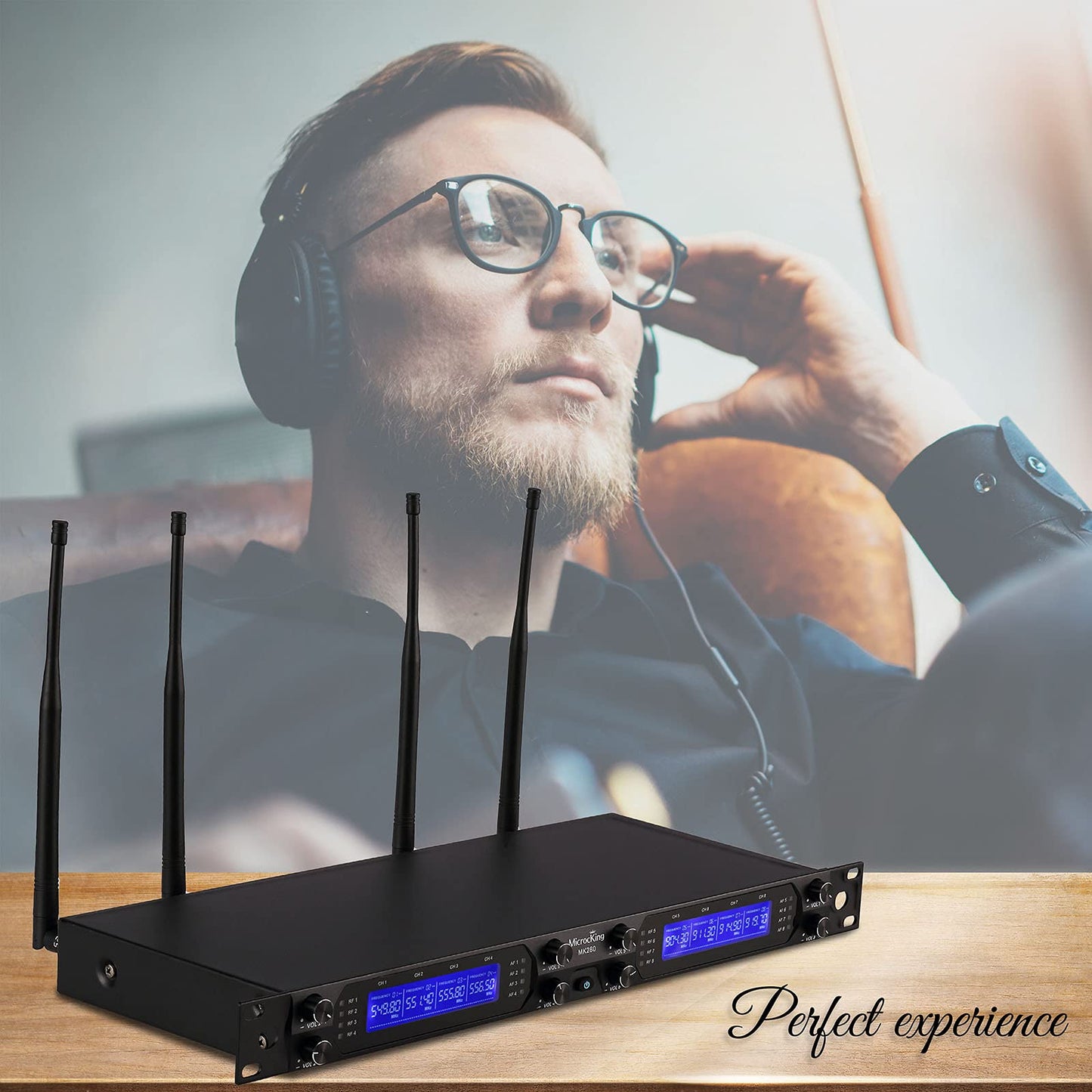 MicrocKing Wireless Microphone System, 8-Channels UHF Cordless Dynamic Handheld Mics, Long Range 400ft, Auto Connect, Ideal for Karaoke Party Wedding Speech and Outdoor Events