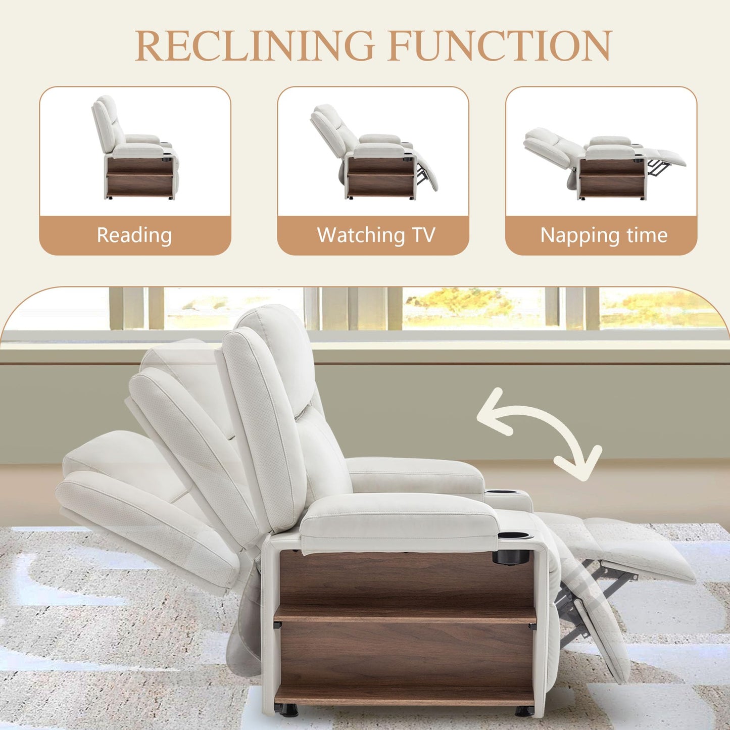 Recliner Chair for Adults Recliner Chair with Massage and Heat, Reclining Comfy Single Sofa with Side Storage and Cup Holders Theater Seating for Living Room, Bedroom