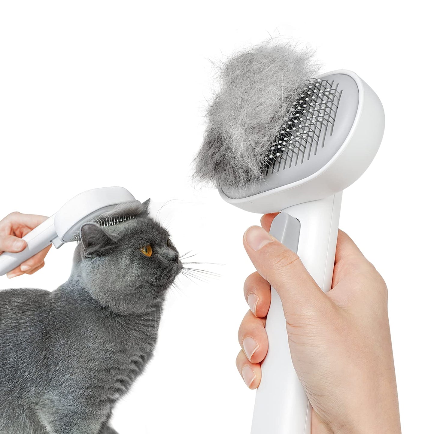aumuca Cat Brush for Shedding, Cat Brushes for Indoor Cats, Cat Brush for Long or Short Haired Cats, Cat Hair Brush Cat Grooming Deshedding Brush for Dog Kitten Horse Massage Removes Loose Fur, White
