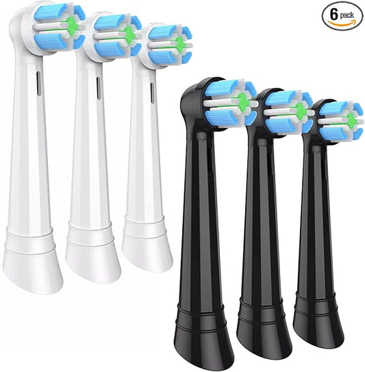 IO Replacement Brush Heads Compatible with Oral B iO Series 2-10 Electric Toothbrushes (3Black+3White, 6 PCS)