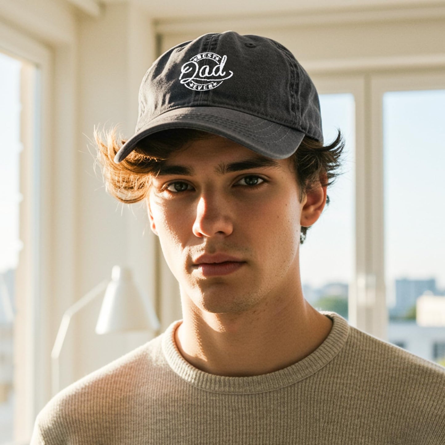 Black Dad Hat Baseball Caps for Men Trucker Adjustable Ponytail Golf Tennis Black Papa Hats Gifts for Dad