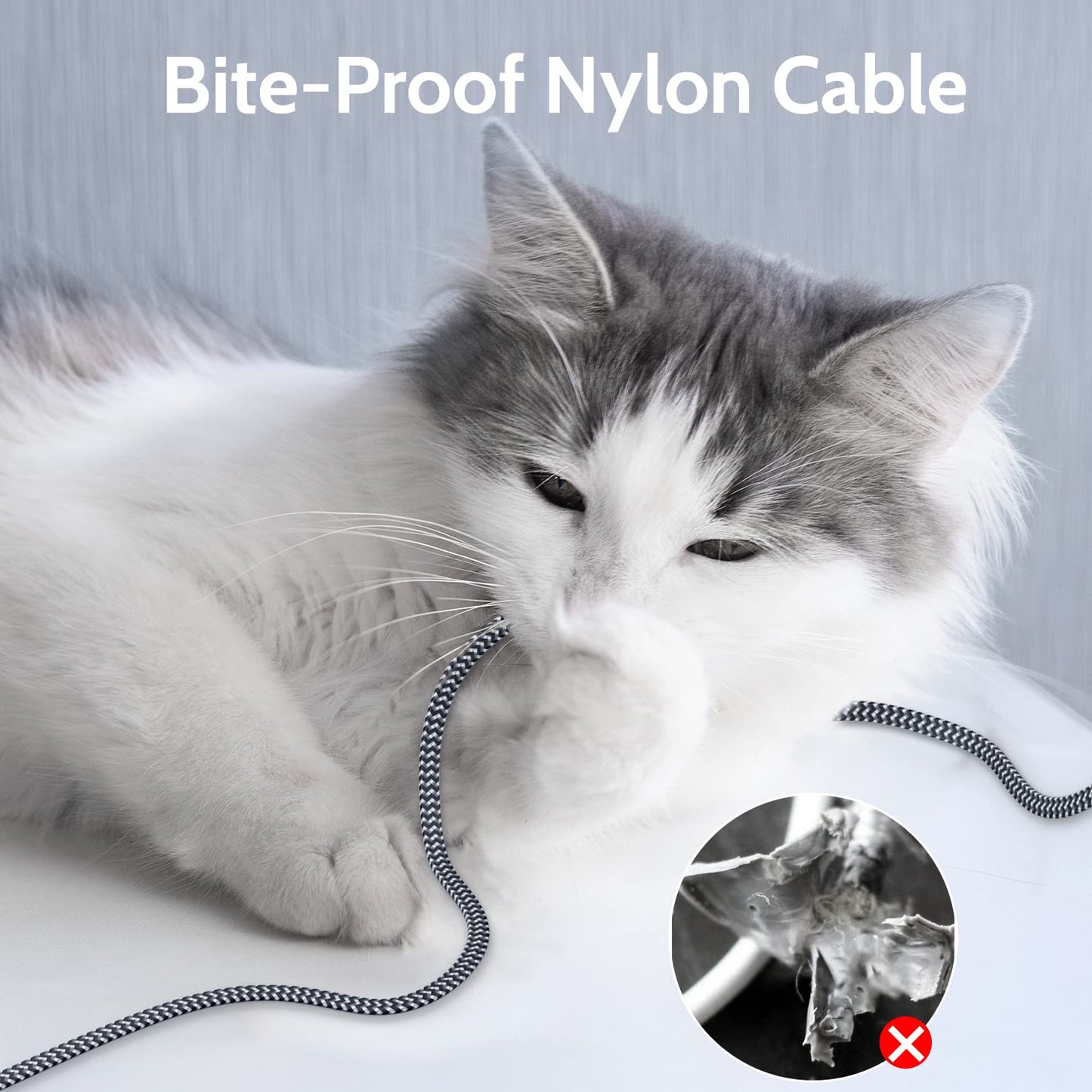 Cat 7 Ethernet Cable - Flat Design, Easy Install, Nylon Braided, More Durable High Speed Internet Cable Network Cord Shielded LAN Cables for Computers, Routers, Switches, and Gaming Consoles - 6.6FT