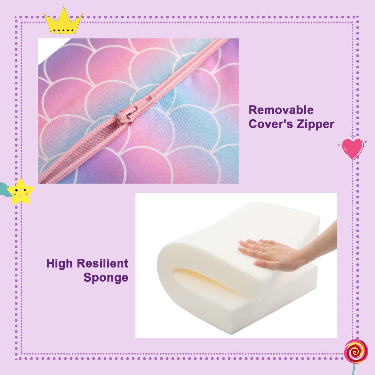 ALIMORDEN 2-in-1 Flip Out Comfy Toddler Couch, Lovely Kids Chair Convertible Sofa to Lounger for Story/Nap Time, Mermaid Scale