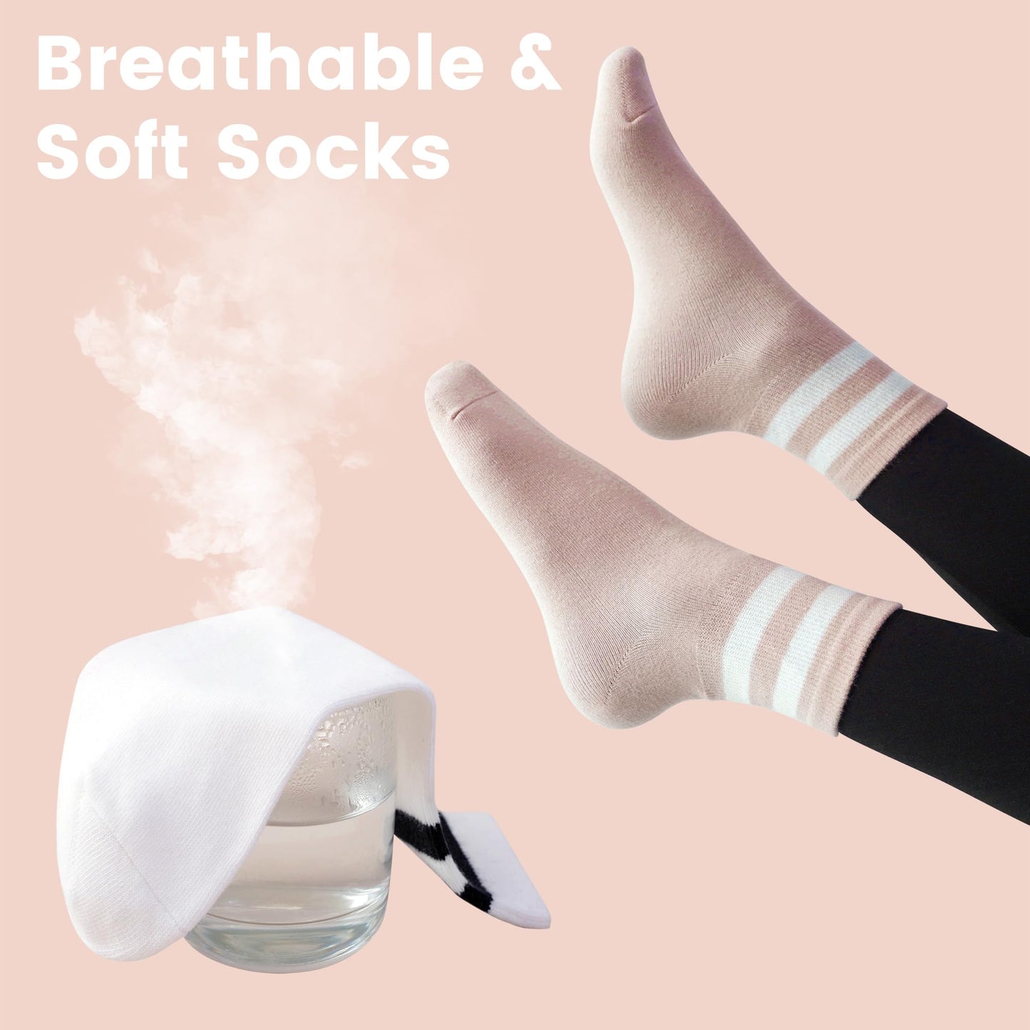 SISOSOCK Quarter Crew Cotton Socks for Women Striped Athletic Casual Breathable Socks 6-10 Pairs with Gifts Box