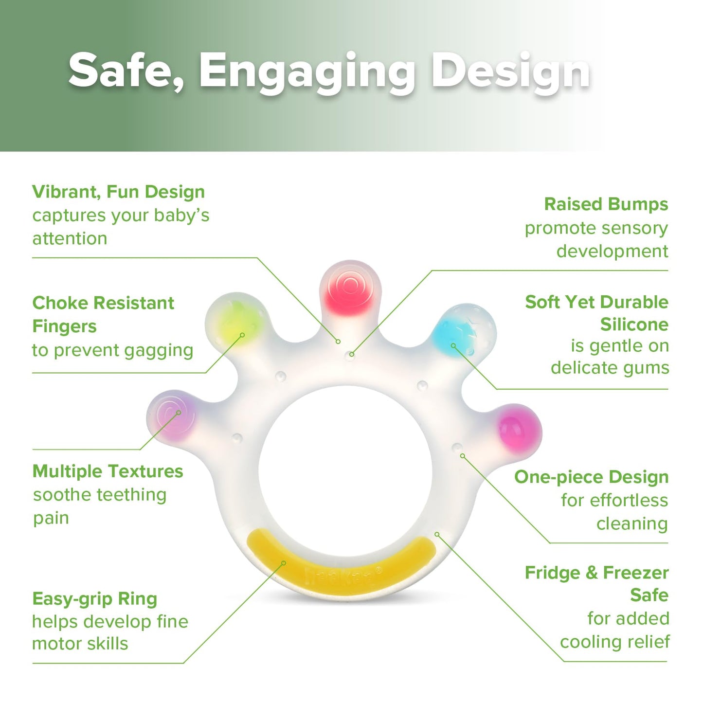 Haakaa Dinky Digits Palm Teether, Baby Teething Toys, Food Grade Silicone Teethers for Babies 0-6 Months/6-12 Months, BPA Free Teething Relief Baby Chew Toys