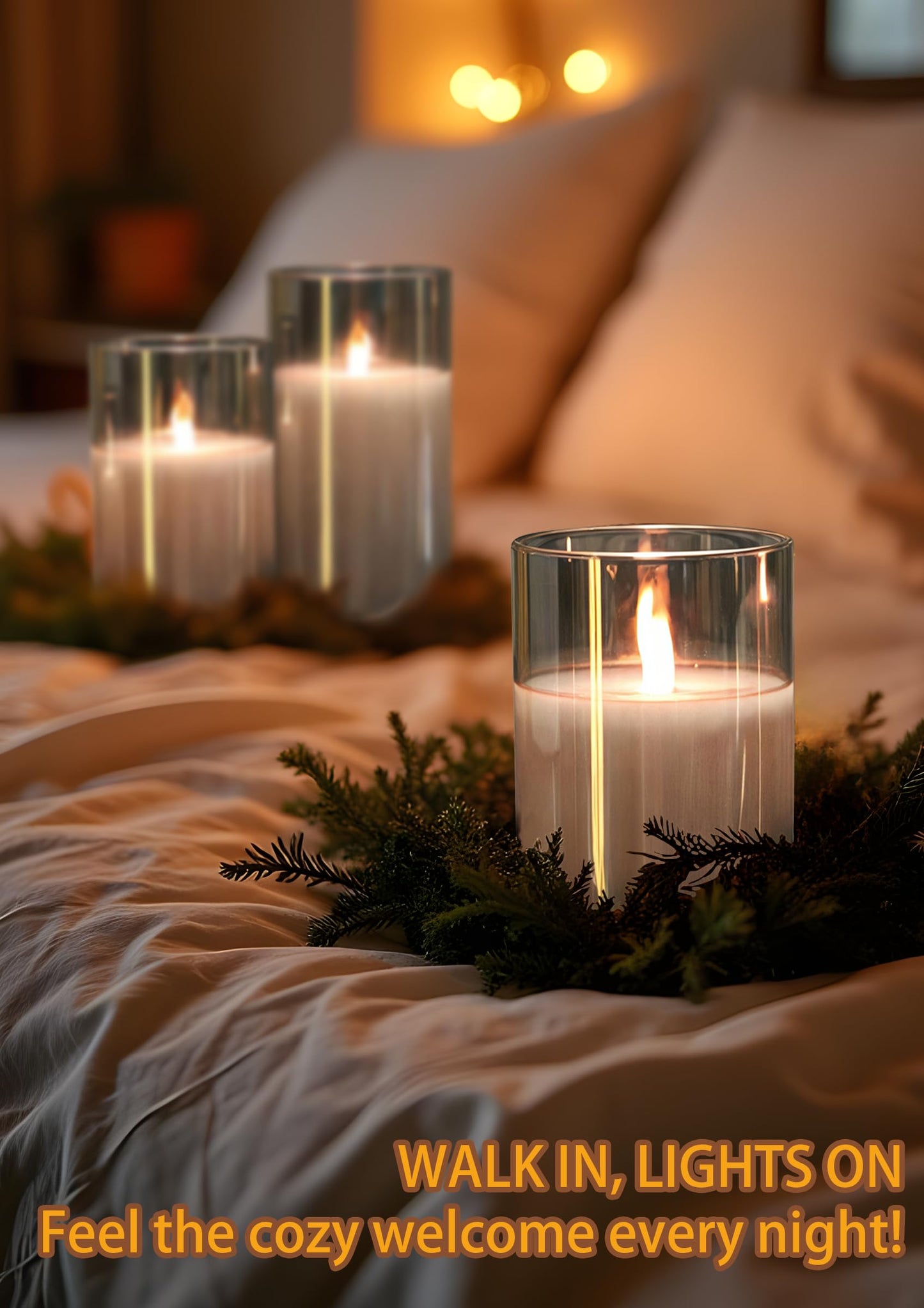 200 Hour Flameless Candles with Remote, Rechargeable Flickering Glass Pillar Candles with Remote and Timer, Moving Flame for Halloween Christmas Festival Wedding Home Party Decor