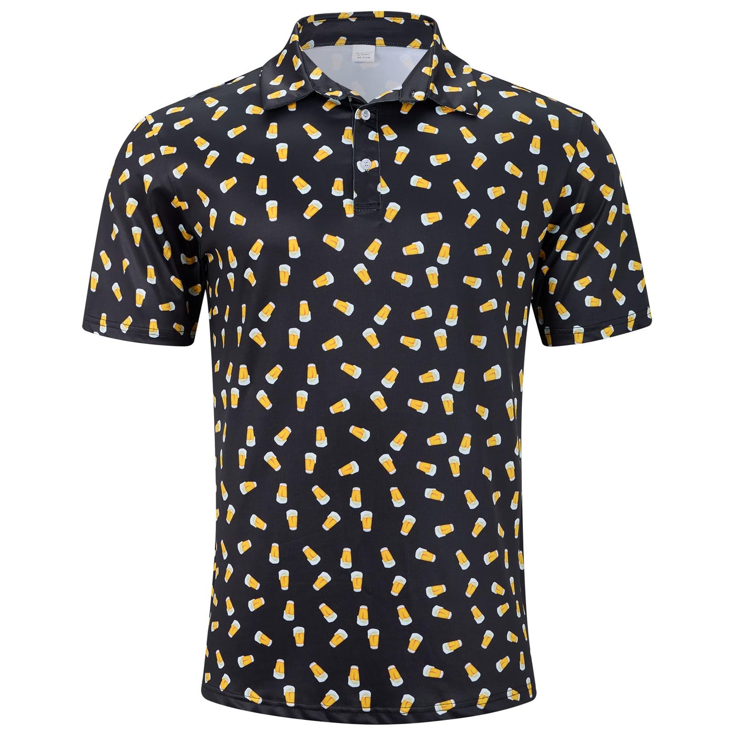 Fanient Men Golf Polo Shirts Short Sleeve 3D Printed Dry Fit Moisture Wicking 4-Way Stretch Summer Athletic Polo Shirts