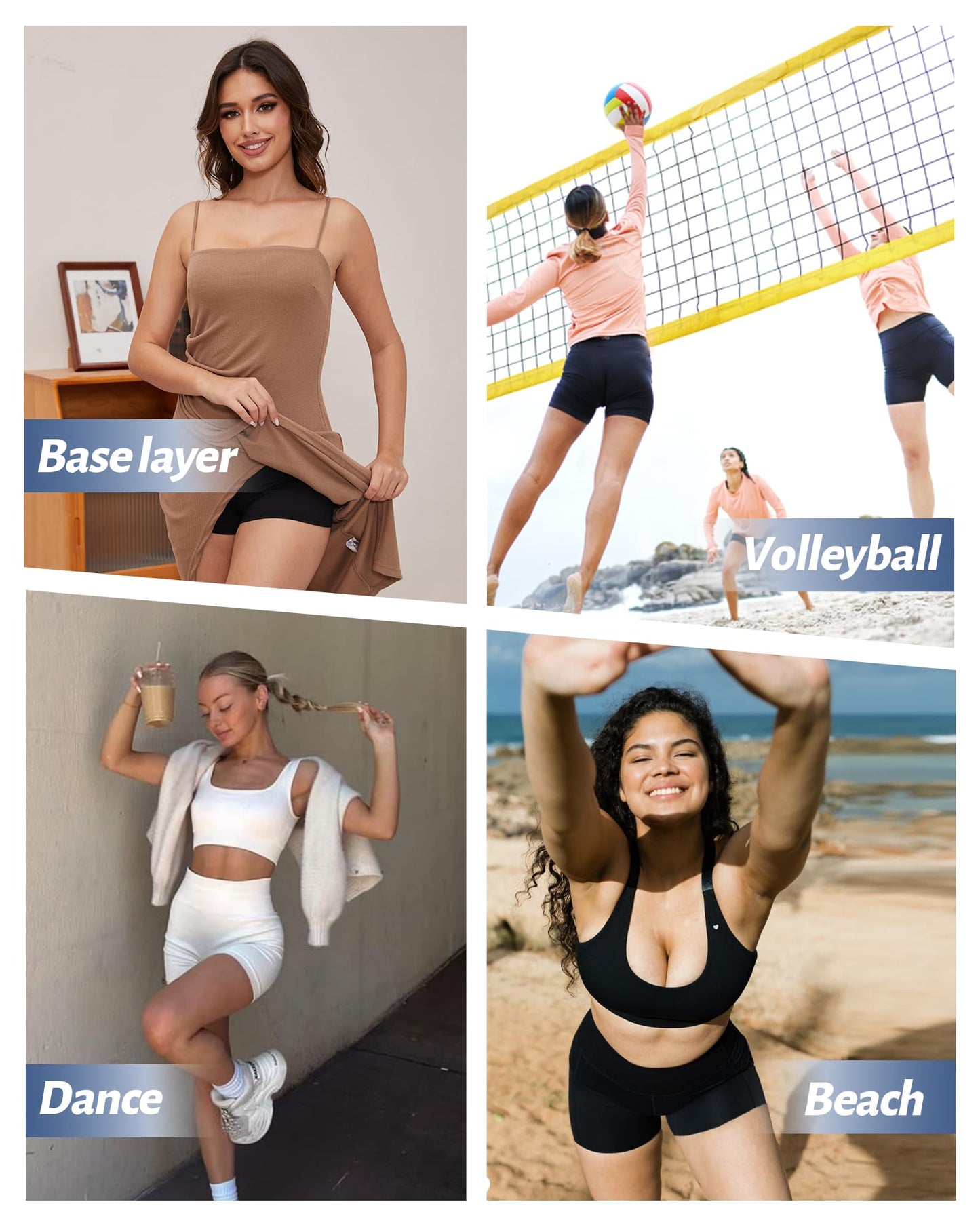 NexiEpoch 2 Pack Biker Shorts for Women - 3"/5"/8" Booty Volleyball High Waisted Black Spandex Shorts for Yoga Dance Workout