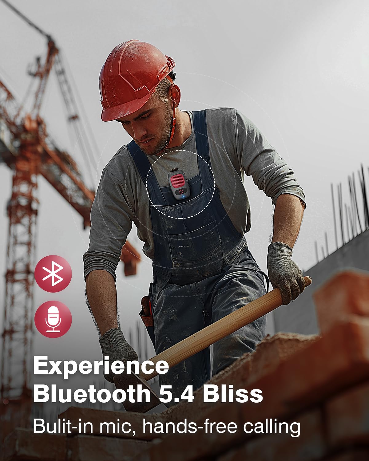 Qozybuds Wearable Bluetooth 5.4 Speaker with Up to 30 Hours Battery Life, Clip-On Speaker, IPX6 Wateproof, Built-in Noise Cancelling Mic for Crystal Clear Calls Premium Audio