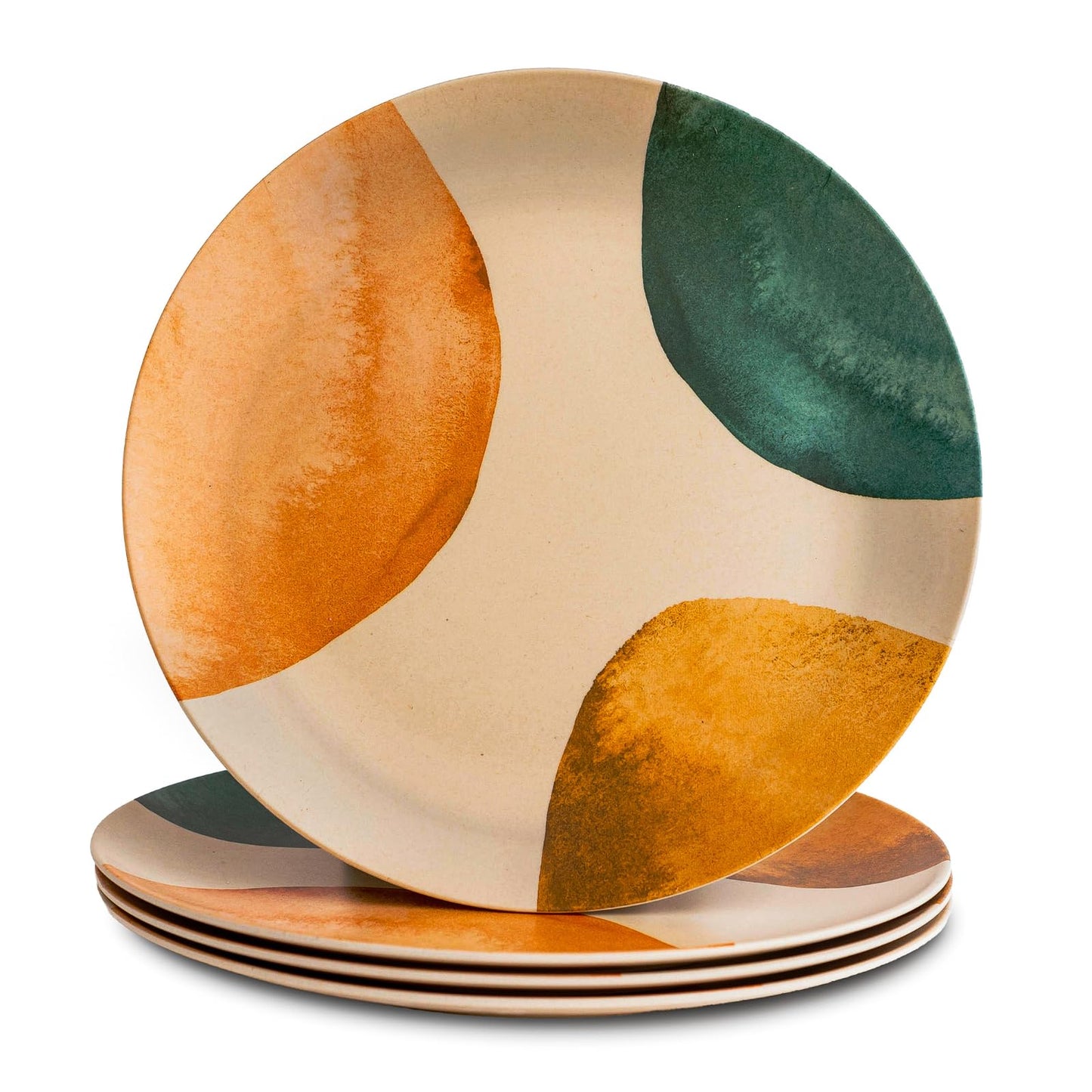 Nook Theory 4 Pack Reusable Bamboo Plates - Non-Toxic Toddler and Kids Plate, Dishwasher Safe, Not Microwavable Dinnerware (Coast 8")