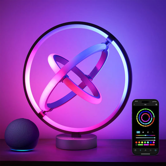 Lepro TB1 Al Smart Table Lamp, RGB+IC Addressable Color Changing Desk Light Alexa Google Enable, Music Sync Unique Cool LED Lamps for Game Room Decor Ambient Lighting, APP Control No Remote, 2.4 GHz