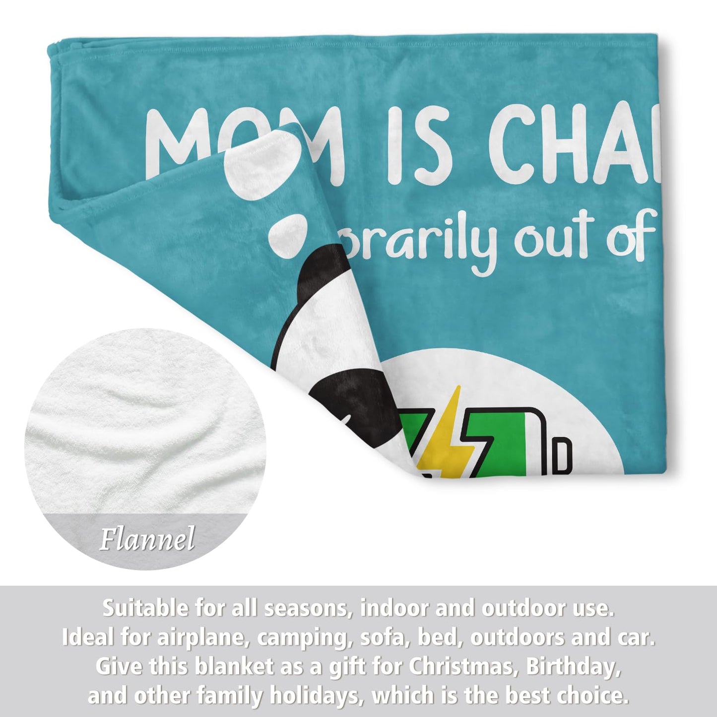 Craftique Gifts for Mom Birthday Christmas- Funny Soft Mom is Charging Blanket- New Moms Gifts for Women, Practical Blanket Throw for Napping Travel, 60”×50”