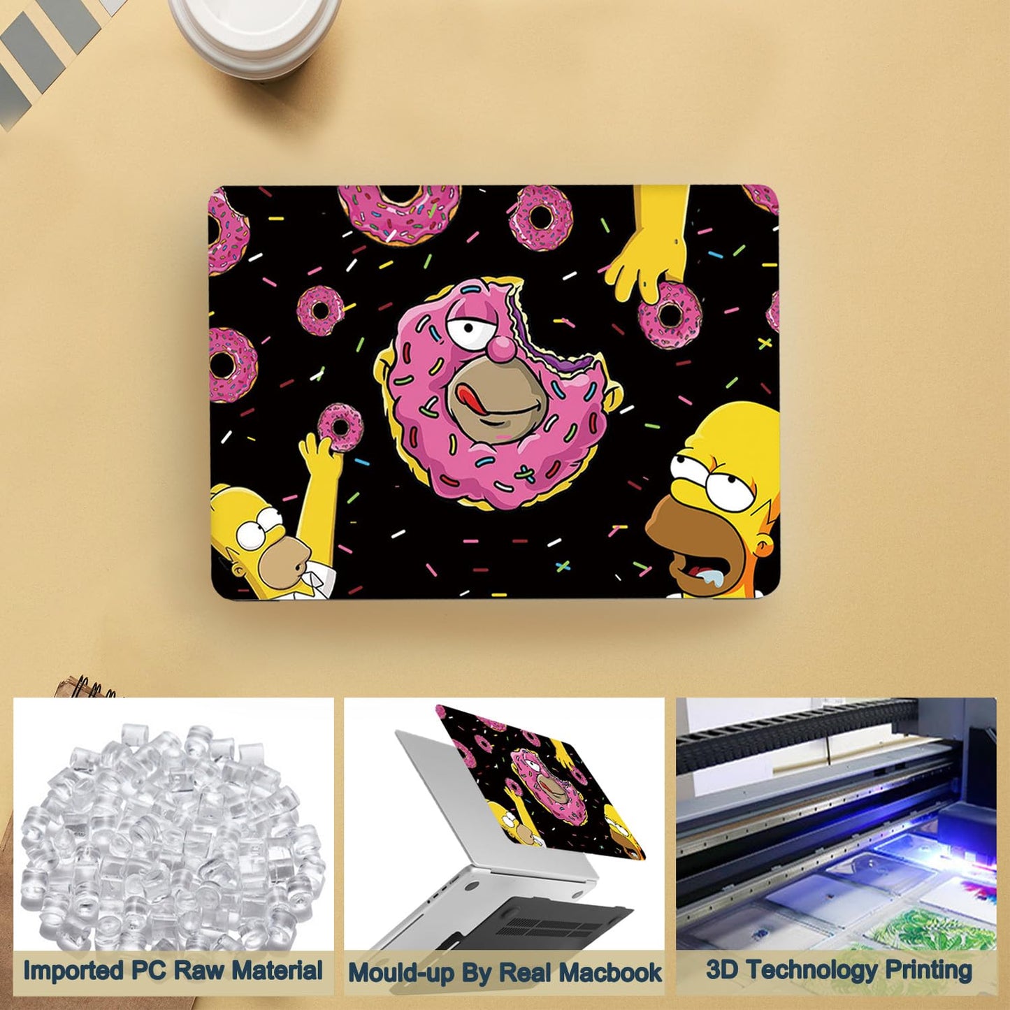 Laptop Case Compatible with MacBook Pro 13 Inch Case 2015 2014 2013 2012 Release Model A1502 A1425 with Retina Display, Plastic Hard Shell Case Cover & Keyboard Cover Skin - Donut