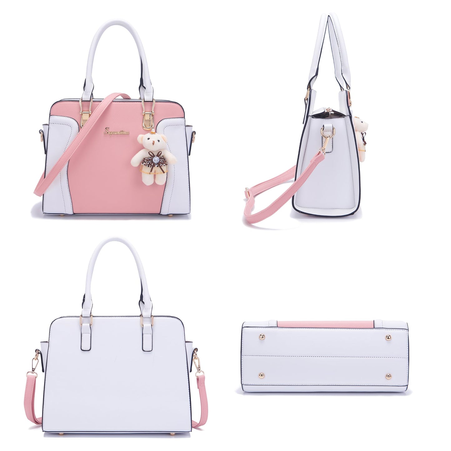 Soperwillton Purses for Women Crossbody Shoulder Handbags Top Handle Satchel Tote Bag Wallet Set 3pcs