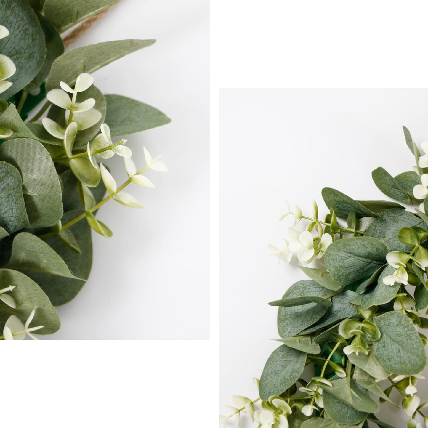 Dremisland 16 Inch Eucalyptus Leaves Wreath,Artificial Green Leaves Wreath with Welcome Sign Board for Front Door Window Farmhouse Garden Festival Celebration Home Decoration (White)