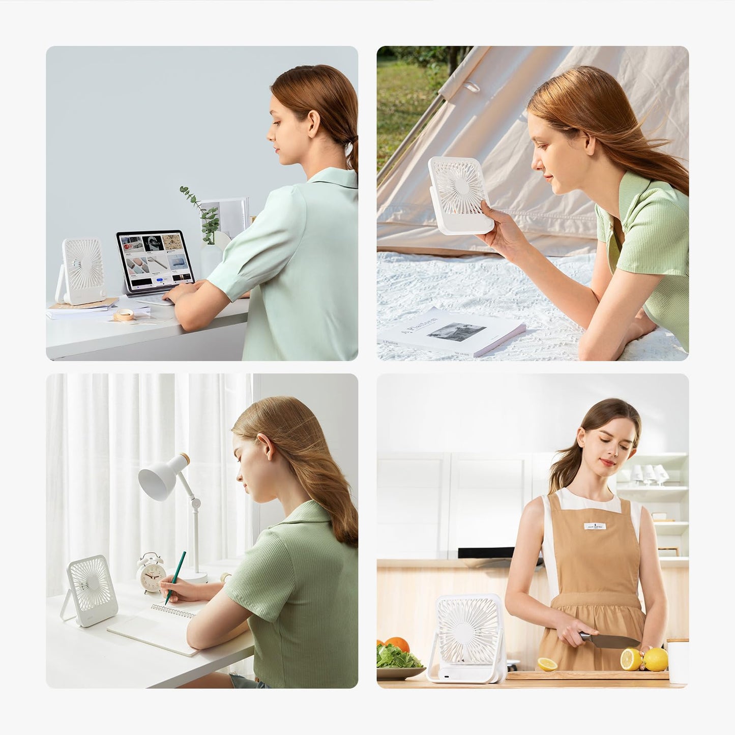 JISULIFE Desk Fan Battery Rechargeable, 4500mAh 180°Foldable Portable Personal Fan, 4 Speeds Adjustable Long Battery-life for Home Office Travel Outdoor Gifts for Women Men-White