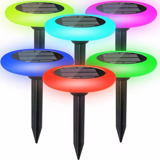 ZoRhael Colorful Pathway Solar Light (6 Lights) Decorative Weatherproof Auto On/Off Outdoor Lights - Decorate Your Garden, Landscape, Patio, Pool, Yard with Ultra-Bright LED Light