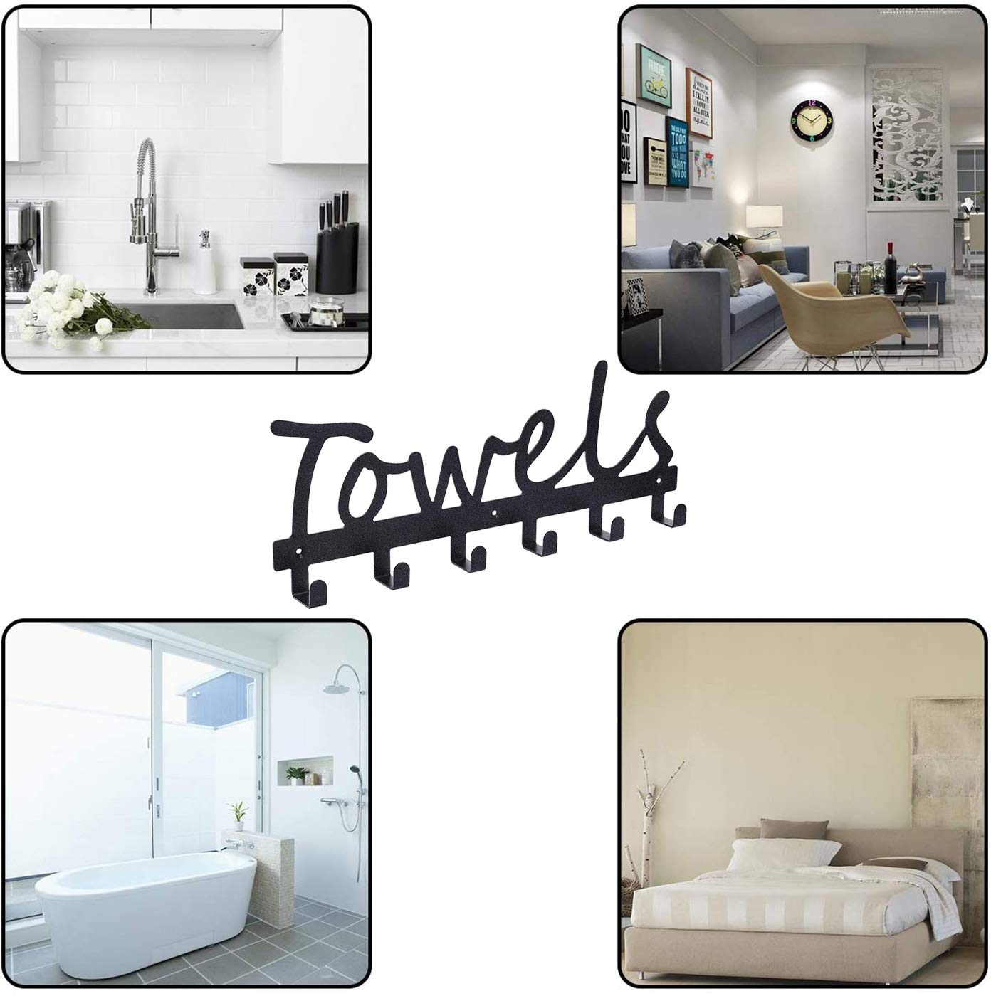 eywlwaar Metal Towel Racks Towel Holder Sandblasted Wall Mount Rustproof and Waterproof for Kitchen Storage Organizer Rack, Bathroom Towels, Robes, Clothing (Style-Towels-3)