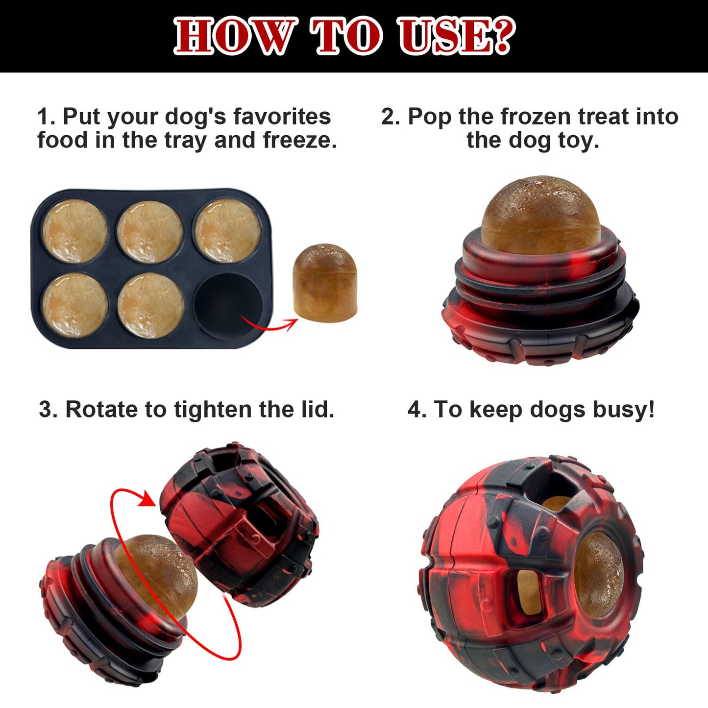 Yipetor Dog Toy, Frozen Dog Treats to Keep Dogs Busy, Interactive Treat Dispensing Dog Toy Puzzle, Interactive Chew Toys for Large Dog, Power Chewer, Durable Rubber-Easy to Clean-Holds Kibble, Treats