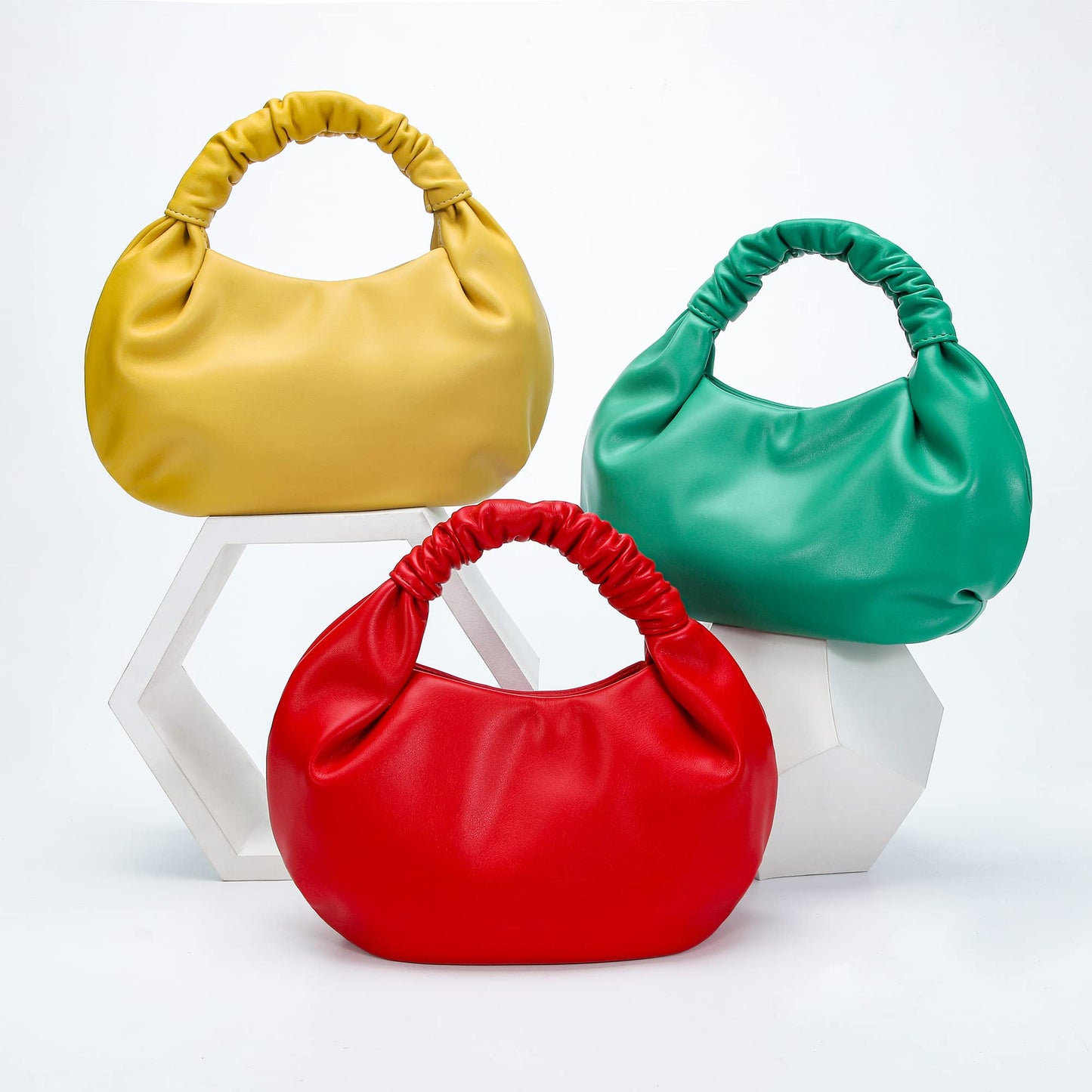 CORAID Mini Hobo Tote Bags for Women Soft Leather Clutch Purses for Women Cloud-Shaped Top Handle Bags Red