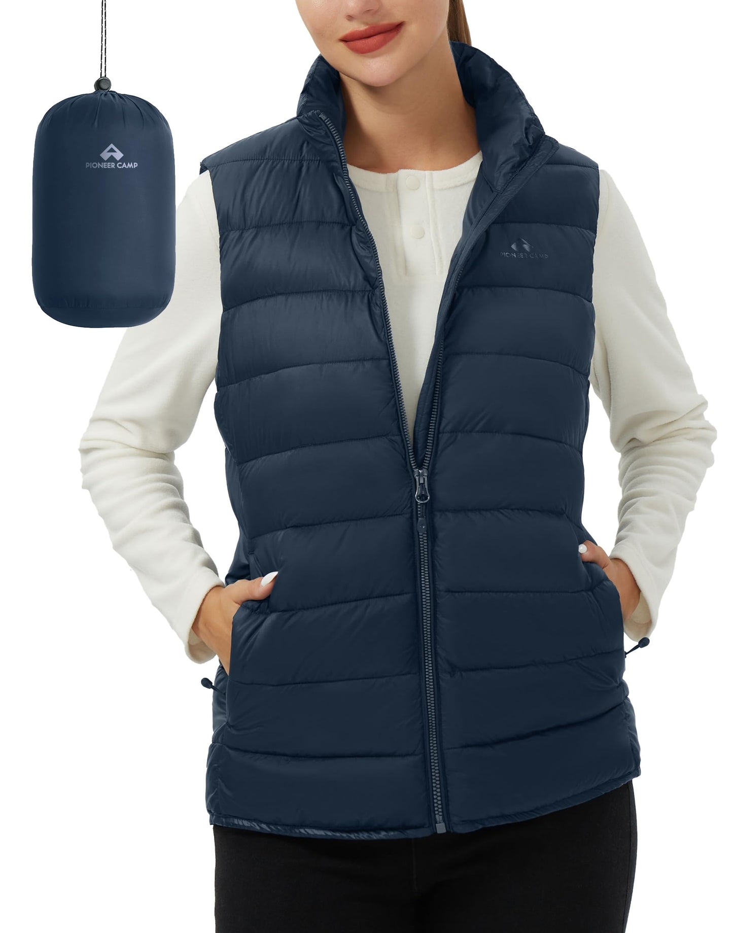 Pioneer Camp Puffer Vest Women Lightweight Packable Sleeveless Bubble Quilted Zip Up Padded Warm Winter Outerwear Puffy Vests
