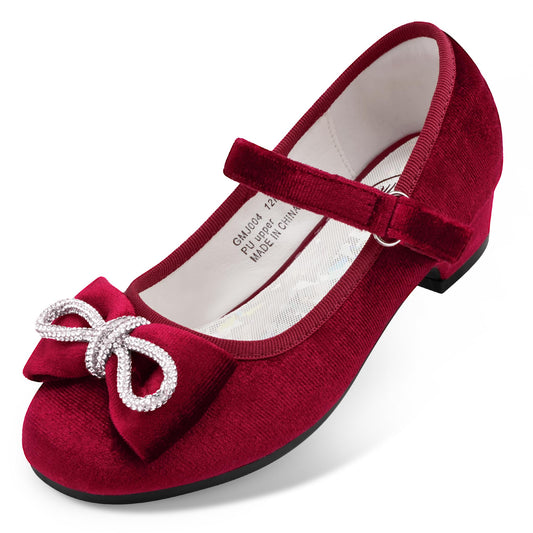 Stelle Girls Dress Shoes Flower Girls Wedding Party Low Heels with Bow for Toddler and Kids