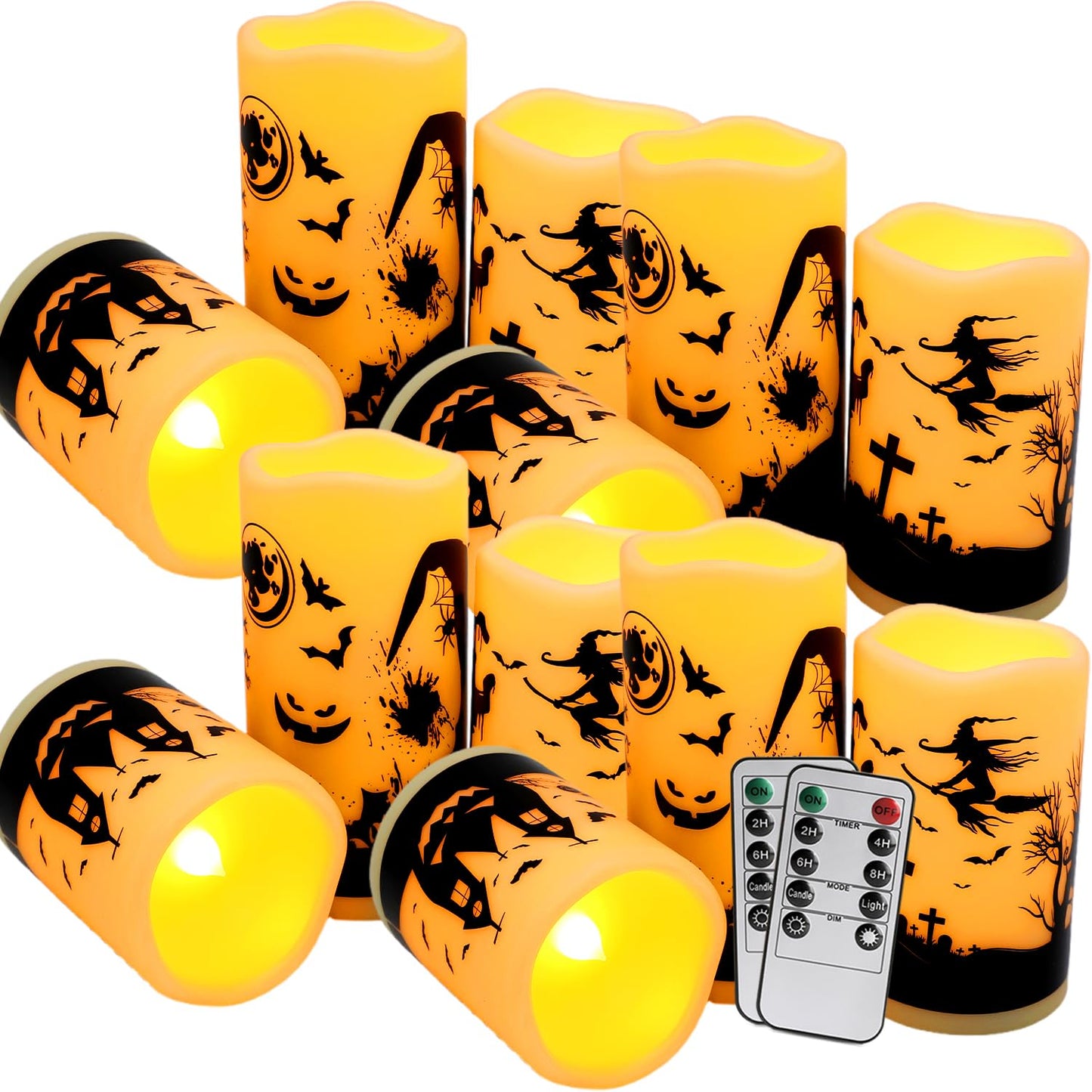 ECLHTLNY 12-Pack Waterproof -Flameless Led Candles，Remote Control and Timer Functions for Halloween and More Decorations（3 Sizes）