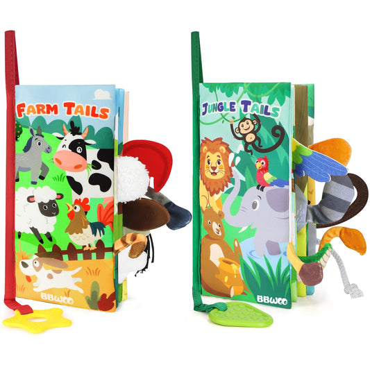 BBWOO Baby Book Toy 0-6 Months - Baby Boy Girl Shower Gift - Tummy Time Toy for Infant 6 to 12 Months - Touch and Feel Crinkle Book for Newborn Toddler with Teether - Easter Basket Essentials Stuffers