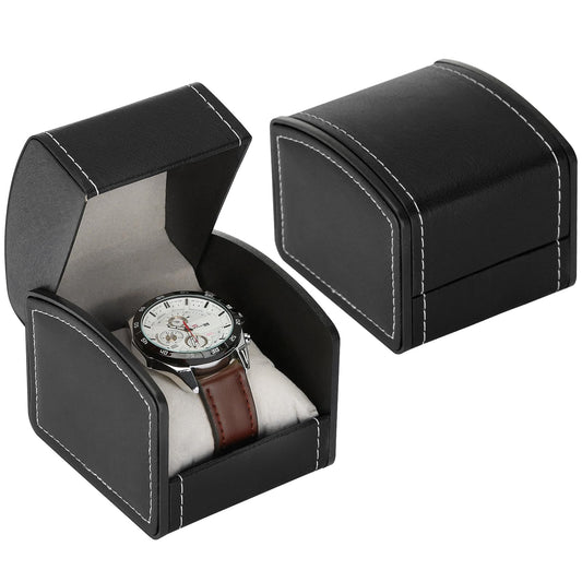 BAOPEND Luxury Single Watch Gift Box with Removable Pillow, PU Leather Single Watch Case Wristwatch Jewelry Storage Display Holder Cases for Men and Women (Black)