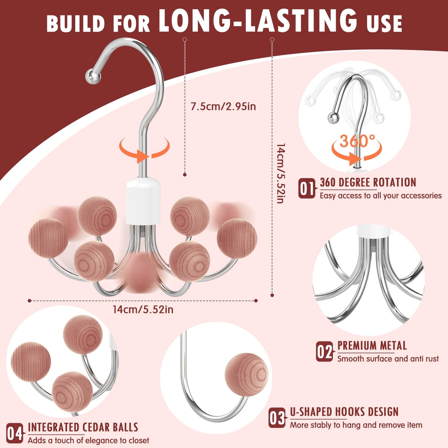 DOIOWN Purse Organizer,2 Pack Space Saving Purse Hangers for Closet,Multi Purpose Rotating Tank Top Hangers for Bags, Bras,Scarfs,Ties, Hoodies, Hat Closet Organizers and Storage