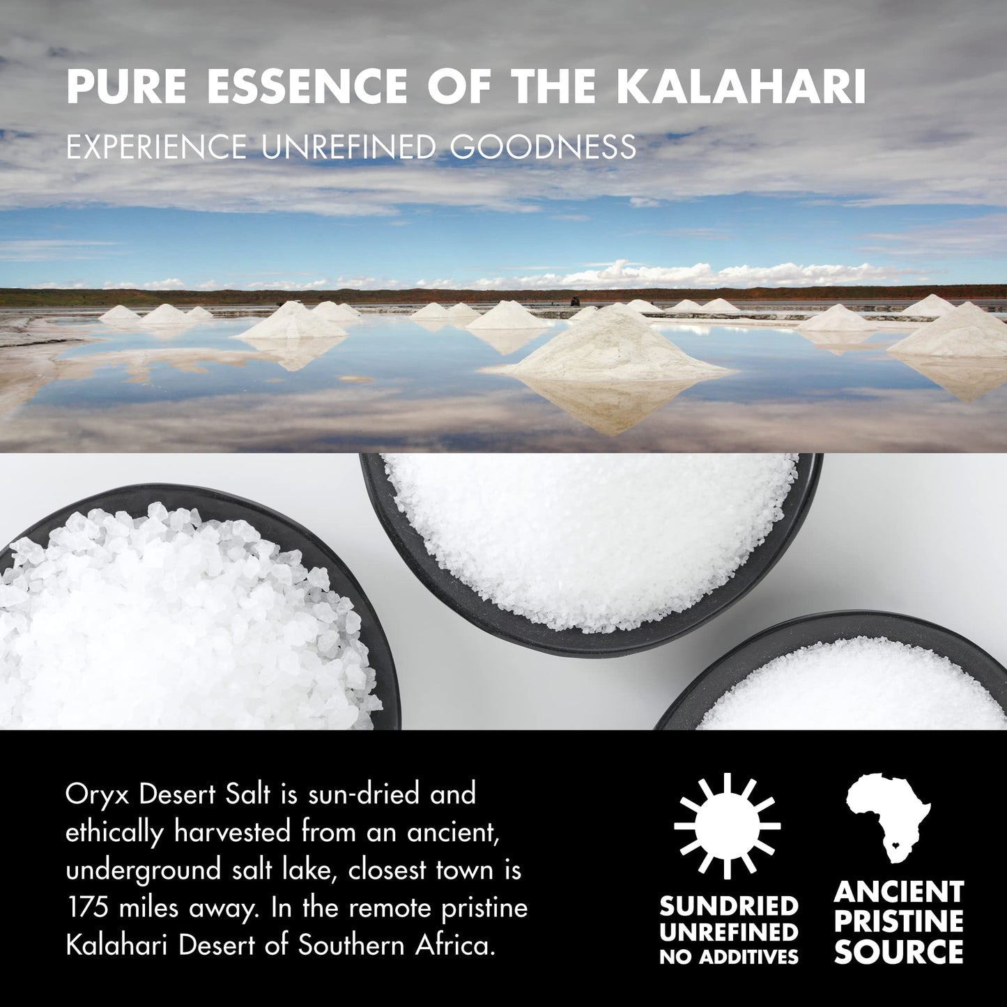 Oryx Desert Salt Grinder - 6 Pack - 3.52oz - Refillable, Reusable +20x Ceramic Salt Grinder with Oryx Desert Salt, Naturally Organic, Kosher - Alternative to Sea Salt, Himalayan & Rock Salt - Kitchen Essential