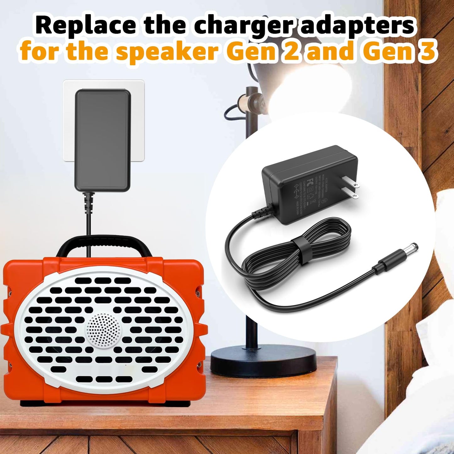 New Upgrade Speaker Charger for Turtlebox Gen 2 & Gen 3: Loud! Replacement Outdoor Portable Bluetooth 5.0 Speaker Power Cord