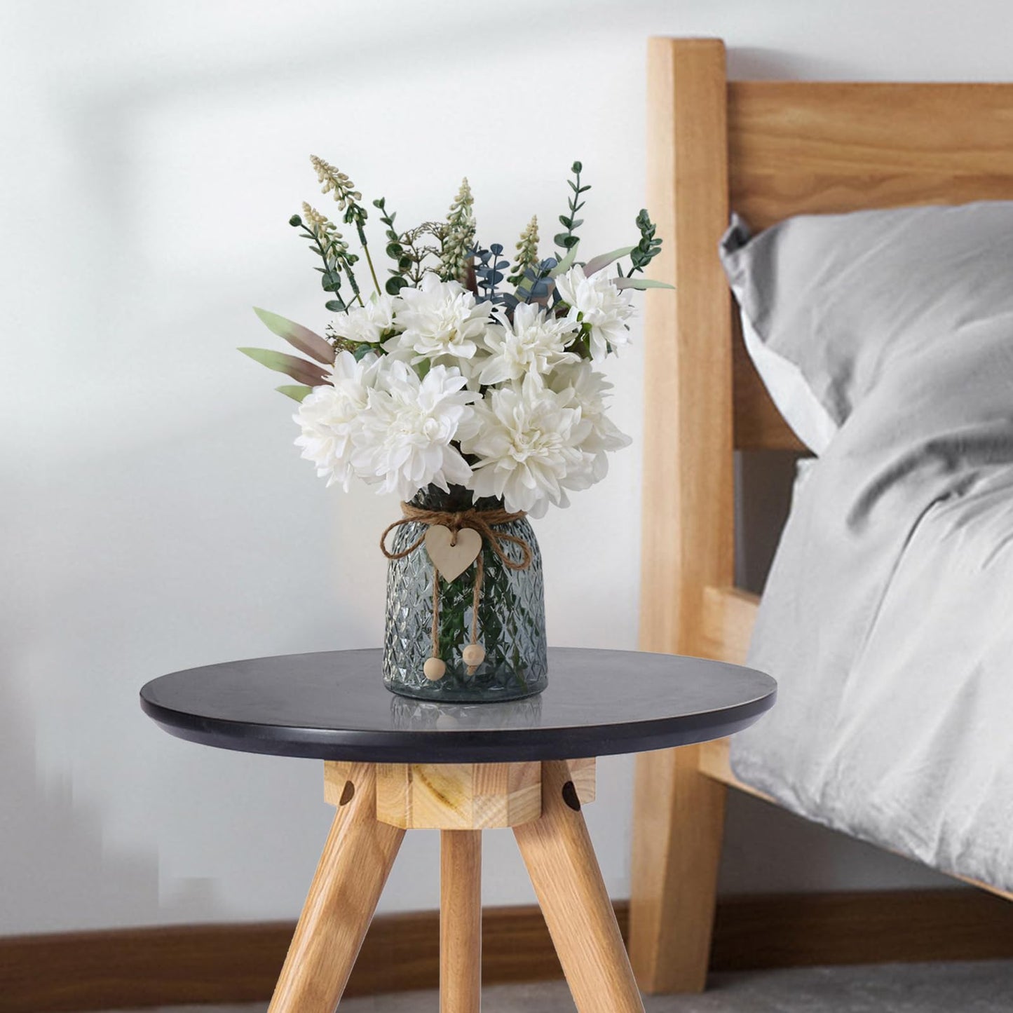 Leftover Fake Flowers in Vase,White Artificial Flowers Centerpieces for Tables,Fake Plant and Faux Flowers for Vase,Silk Flower Arrangements for Home Decor Living Room,Coffee Table Decor