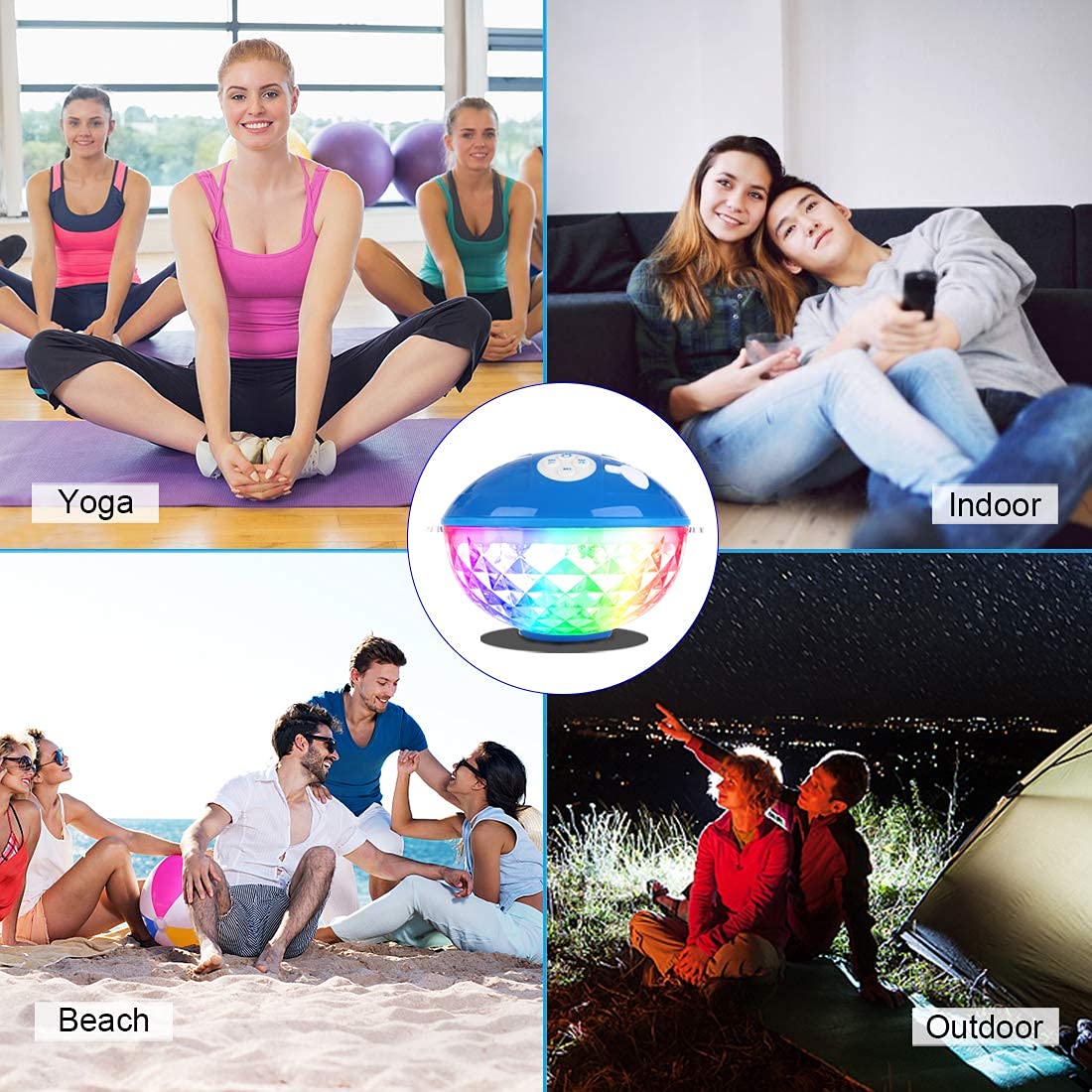 KingSom Pool Bluetooth Speakers with LED Lights,IPX7 Waterproof Floating Speaker,Stereo Sound,Built-in Mic,Wireless Shower Speaker for Hot Tub,Kayaking,Outdoor Travel,Picnic (Updated)