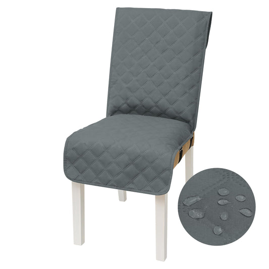 Yonus Waterproof Dining Chair Cover Office Chair Cover Water Resistant Dining Room Chair Cover Kitchen Chair Slipcover Computer Chair Cover with Anti-Slip Buckle (Grey, 1PCS)
